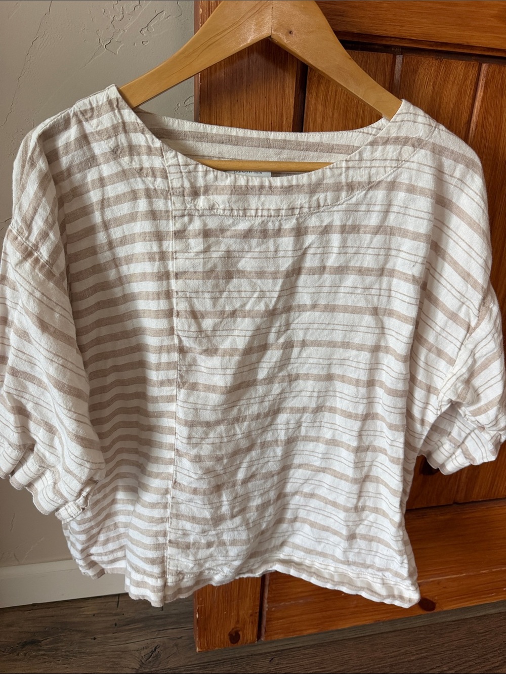 Pure Jill J. Jill Striped 100% Linen Short sleeve oversized shirt  - Size XS